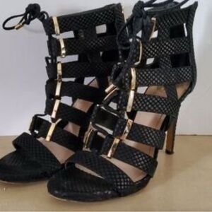 Vince Camuto Black Heels with Gold Accents